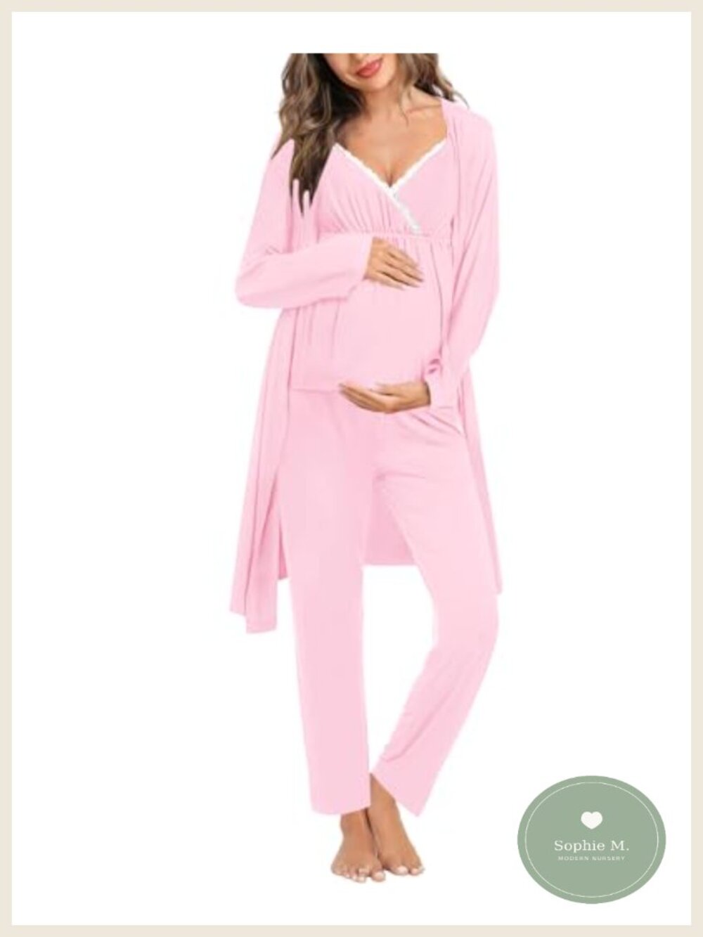 Maternity Nursing Pajama Set 3 Piece Breastfeeding Labor Delivery Sleeveless
